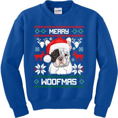 French Bulldog Gift For Merry Christmas Woofmas Frenchie Gift Kids Sweatshirt