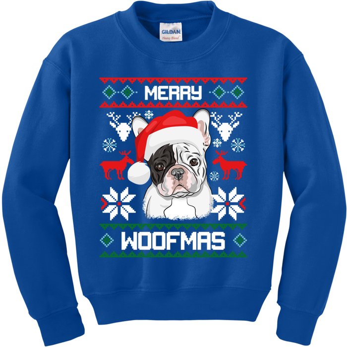 French Bulldog Gift For Merry Christmas Woofmas Frenchie Gift Kids Sweatshirt