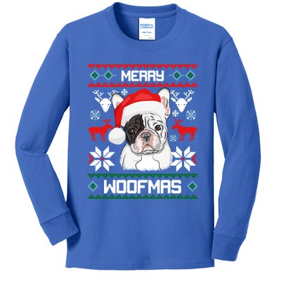 French Bulldog Gift For Merry Christmas Woofmas Frenchie Gift Kids Long Sleeve Shirt