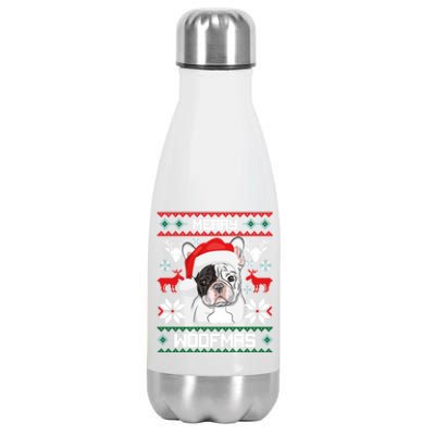 French Bulldog Gift For Merry Christmas Woofmas Frenchie Gift Stainless Steel Insulated Water Bottle