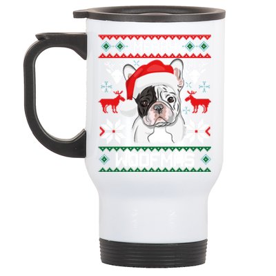 French Bulldog Gift For Merry Christmas Woofmas Frenchie Gift Stainless Steel Travel Mug