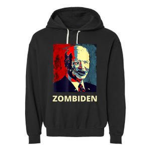 Funny Biden Halloween Zombie Zombiden President Garment-Dyed Fleece Hoodie