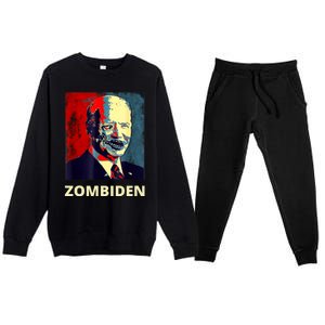 Funny Biden Halloween Zombie Zombiden President Premium Crewneck Sweatsuit Set