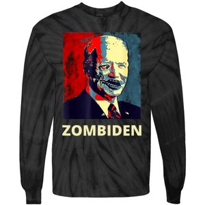 Funny Biden Halloween Zombie Zombiden President Tie-Dye Long Sleeve Shirt