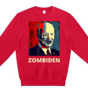 Funny Biden Halloween Zombie Zombiden President Premium Crewneck Sweatshirt