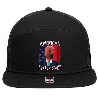 Funny Biden Horror American Ghost Story Halloween 7 Panel Mesh Trucker Snapback Hat