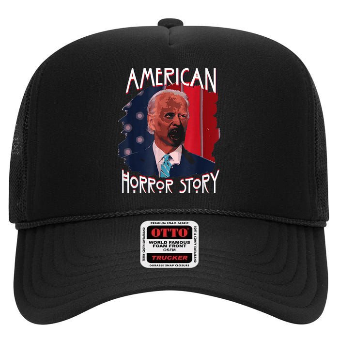 Funny Biden Horror American Ghost Story Halloween High Crown Mesh Back Trucker Hat