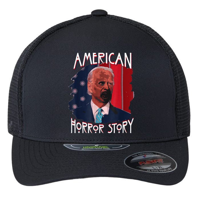 Funny Biden Horror American Ghost Story Halloween Flexfit Unipanel Trucker Cap