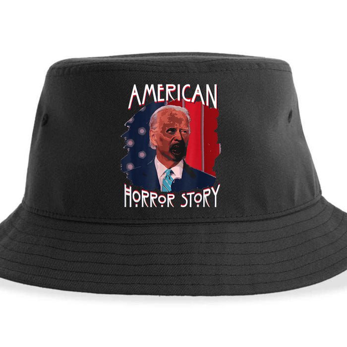 Funny Biden Horror American Ghost Story Halloween Sustainable Bucket Hat