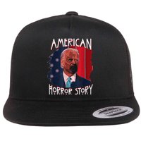 Funny Biden Horror American Ghost Story Halloween Flat Bill Trucker Hat