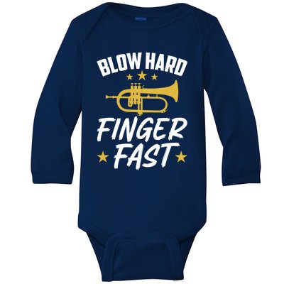 Flügelhorn Blow Hard Finger Fast Funny Flugelhorn Meaningful Gift Baby Long Sleeve Bodysuit