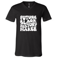 Future Black History Maker Proud African American Afro Girl V-Neck T-Shirt