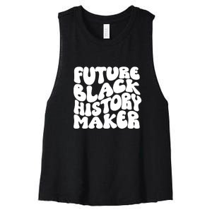 Future Black History Maker Proud African American Afro Girl Women's Racerback Cropped Tank