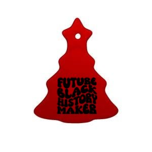 Future Black History Maker Proud African American Afro Girl Ceramic Tree Ornament