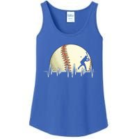 Funny Baseball Heartbeat Vintage Baseball Player Hitter Cute Gift Ladies Essential Tank