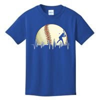 Funny Baseball Heartbeat Vintage Baseball Player Hitter Cute Gift Kids T-Shirt