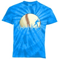 Funny Baseball Heartbeat Vintage Baseball Player Hitter Cute Gift Kids Tie-Dye T-Shirt