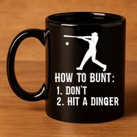 Funny Baseball Hitter Player How To Bunt DonT Hit A Dinger Gift 11oz C Handle Ceramic Mug