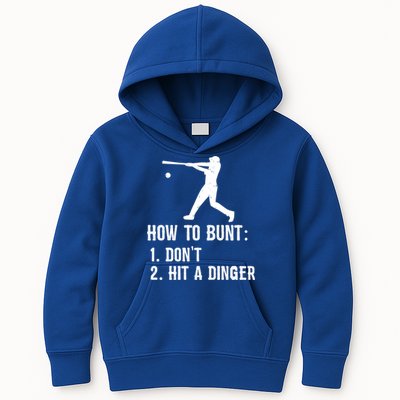 Funny Baseball Hitter Player How To Bunt DonT Hit A Dinger Gift Kids Hoodie