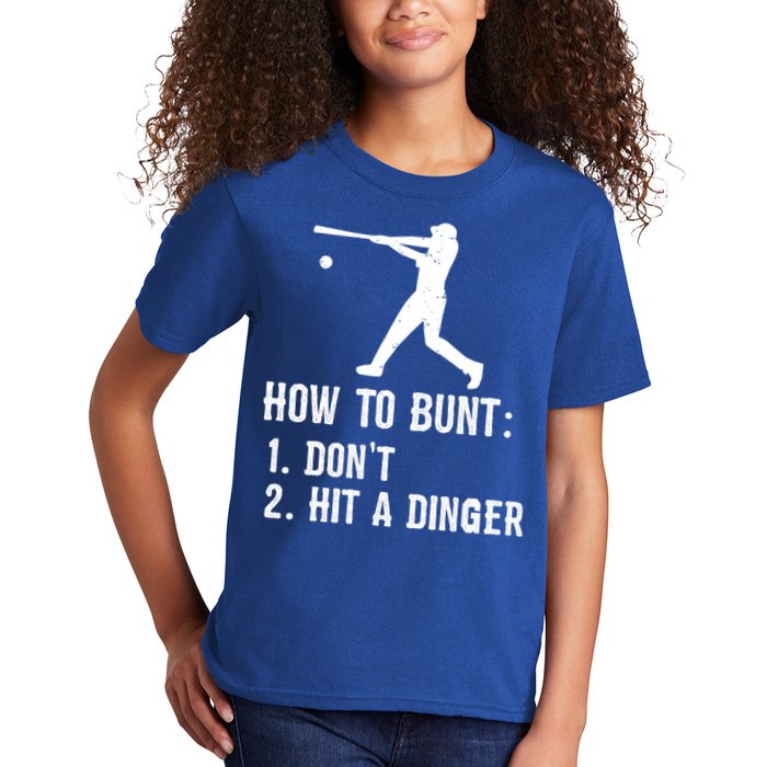 Funny Baseball Hitter Player How To Bunt DonT Hit A Dinger Gift Kids T-Shirt