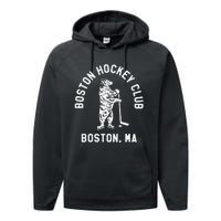 Funny Boston Hockey Club Boston Ma Performance Fleece Hoodie