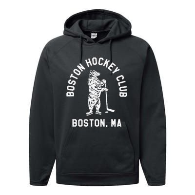 Funny Boston Hockey Club Boston Ma Performance Fleece Hoodie