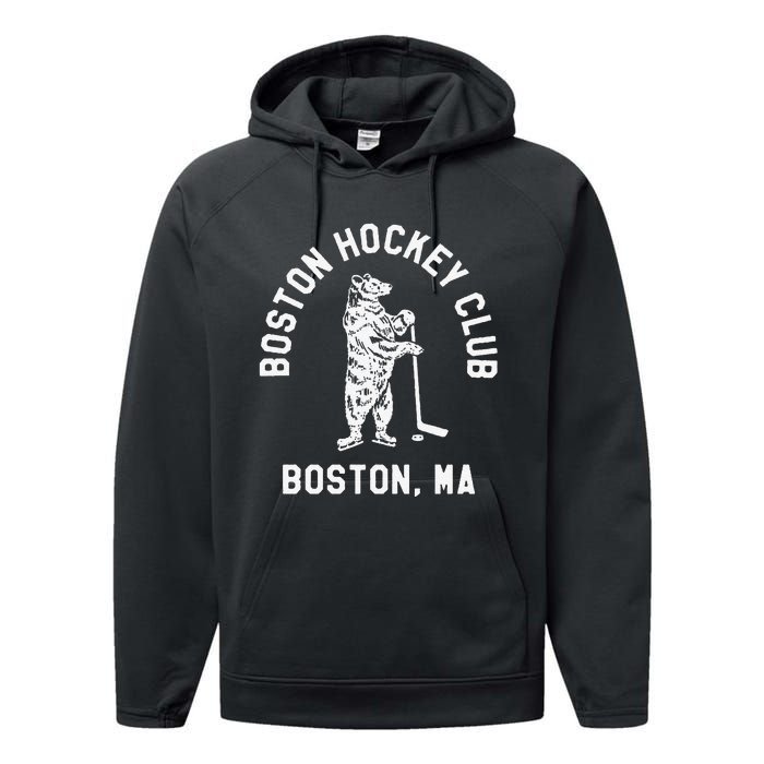 Funny Boston Hockey Club Boston Ma Performance Fleece Hoodie