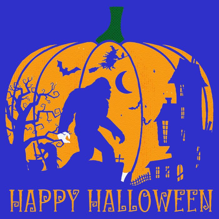 Funny Bigfoot Halloween Night Stroll With Pumpkin 16 in Basic Backpack
