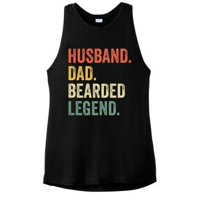 Funny Bearded Husband Dad Beard Legend Vintage Ladies PosiCharge Tri-Blend Wicking Tank