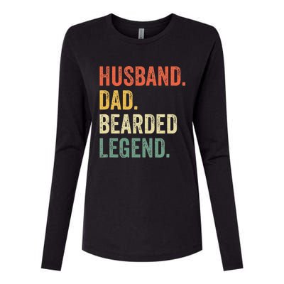 Funny Bearded Husband Dad Beard Legend Vintage Womens Cotton Relaxed Long Sleeve T-Shirt