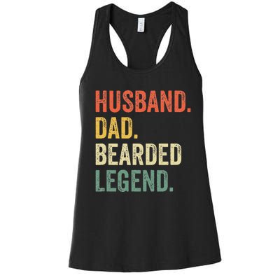 Funny Bearded Husband Dad Beard Legend Vintage Women's Racerback Tank