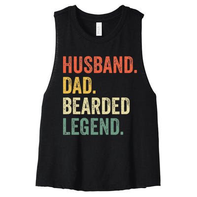 Funny Bearded Husband Dad Beard Legend Vintage Women's Racerback Cropped Tank