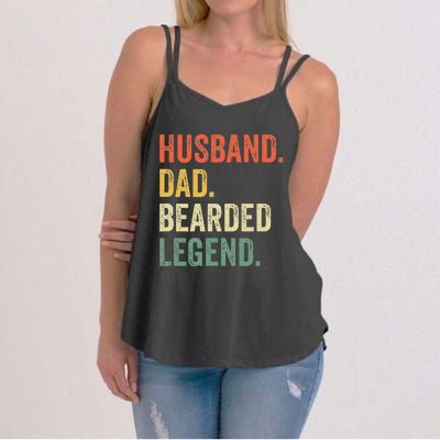 Funny Bearded Husband Dad Beard Legend Vintage Women's Strappy Tank