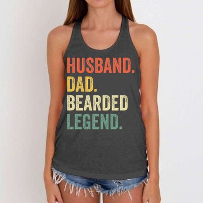 Funny Bearded Husband Dad Beard Legend Vintage Women's Knotted Racerback Tank