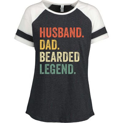 Funny Bearded Husband Dad Beard Legend Vintage Enza Ladies Jersey Colorblock Tee