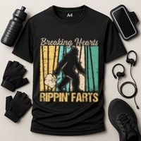 Funny Breaking Hearts Ripping Farts Sasquatch Bigfoot Cooling Performance Crew T-Shirt