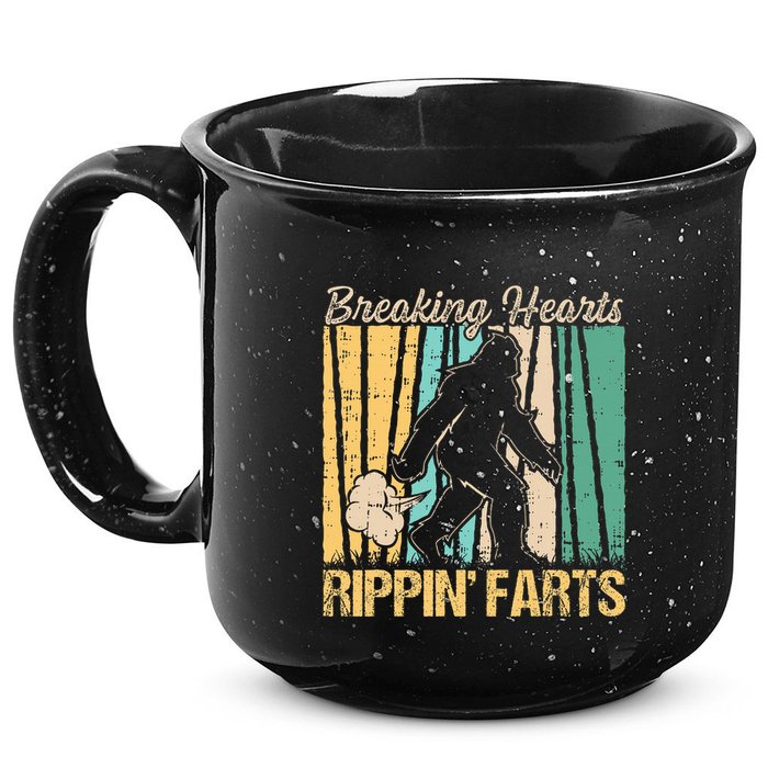 Funny Breaking Hearts Ripping Farts Sasquatch Bigfoot 15oz Campfire Ceramic Mug