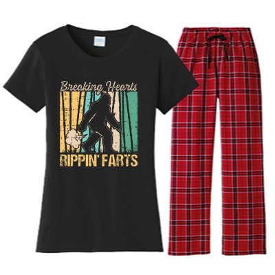 Funny Breaking Hearts Ripping Farts Sasquatch Bigfoot Women's Flannel Pajama Set