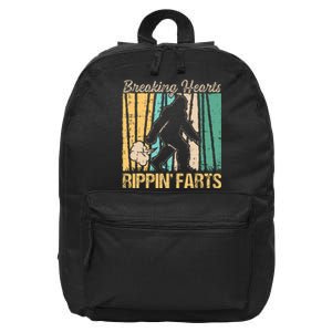 Funny Breaking Hearts Ripping Farts Sasquatch Bigfoot 16 in Basic Backpack