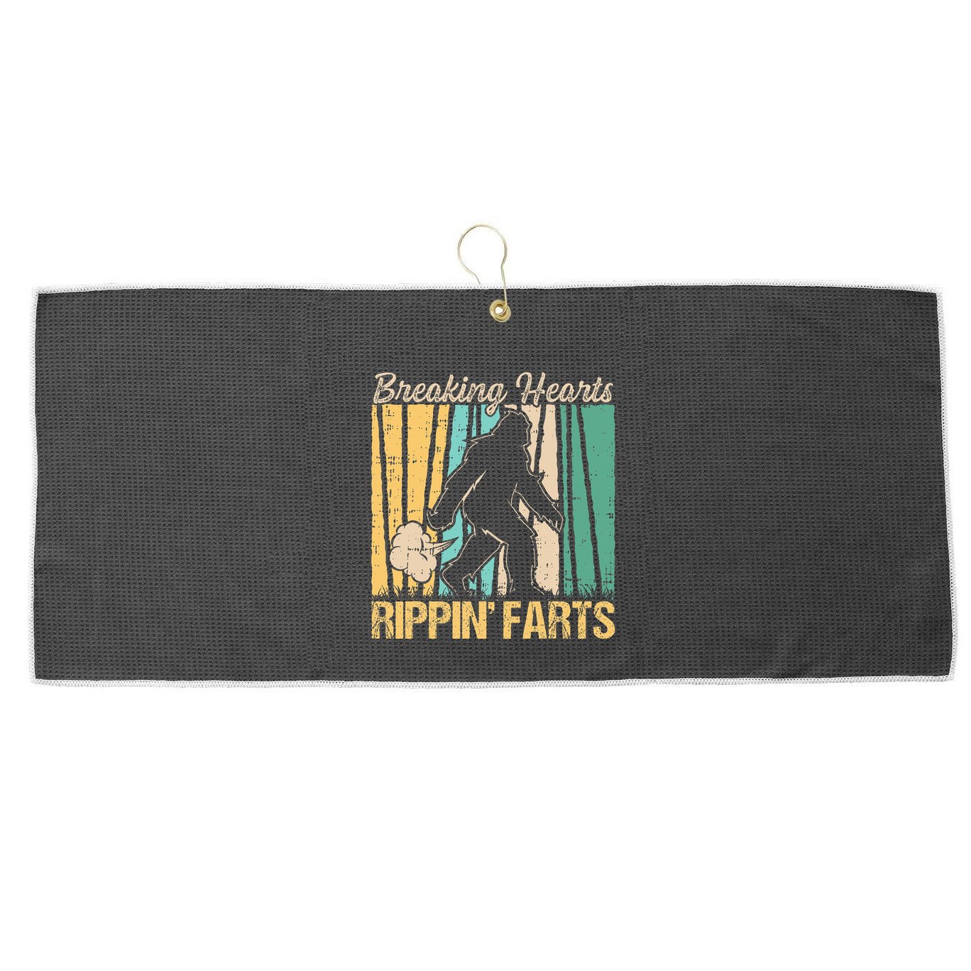 Funny Breaking Hearts Ripping Farts Sasquatch Bigfoot Large Microfiber Waffle Golf Towel