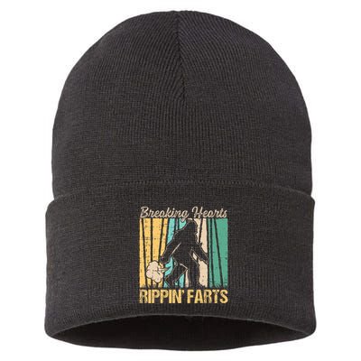 Funny Breaking Hearts Ripping Farts Sasquatch Bigfoot Sustainable Knit Beanie