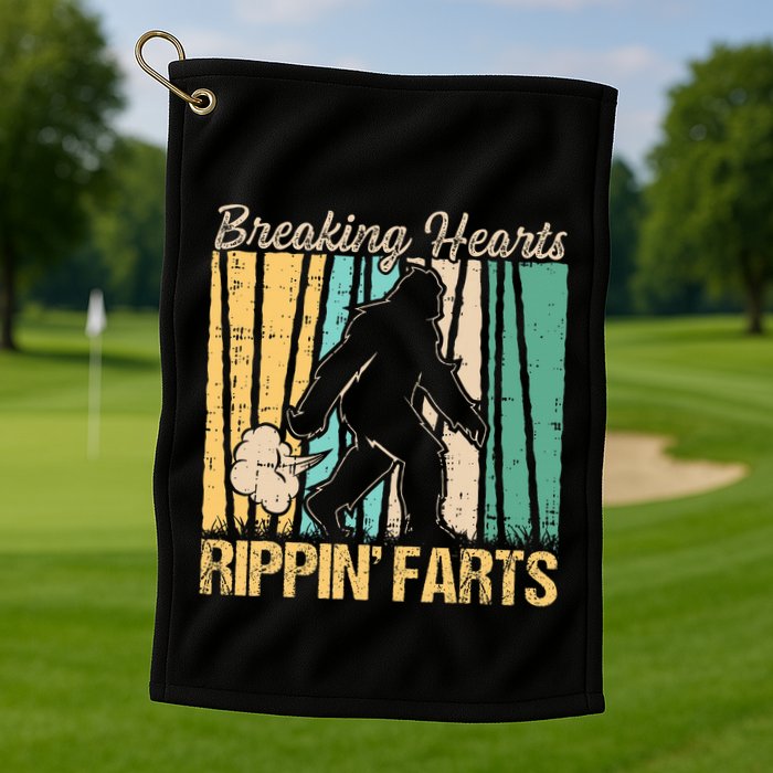 Funny Breaking Hearts Ripping Farts Sasquatch Bigfoot Golf Towel
