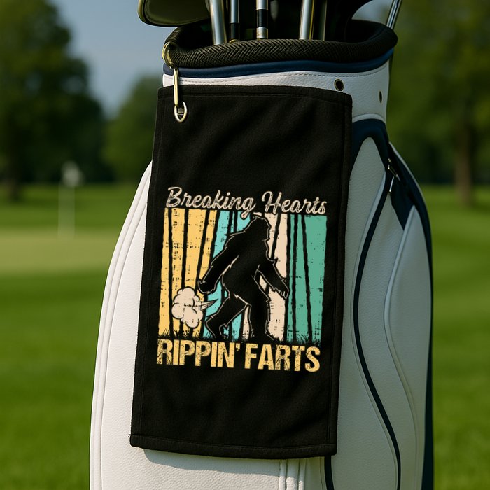Funny Breaking Hearts Ripping Farts Sasquatch Bigfoot Golf Towel