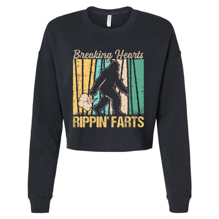 Funny Breaking Hearts Ripping Farts Sasquatch Bigfoot Cropped Pullover Crew