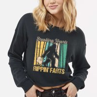 Funny Breaking Hearts Ripping Farts Sasquatch Bigfoot Cropped Pullover Crew