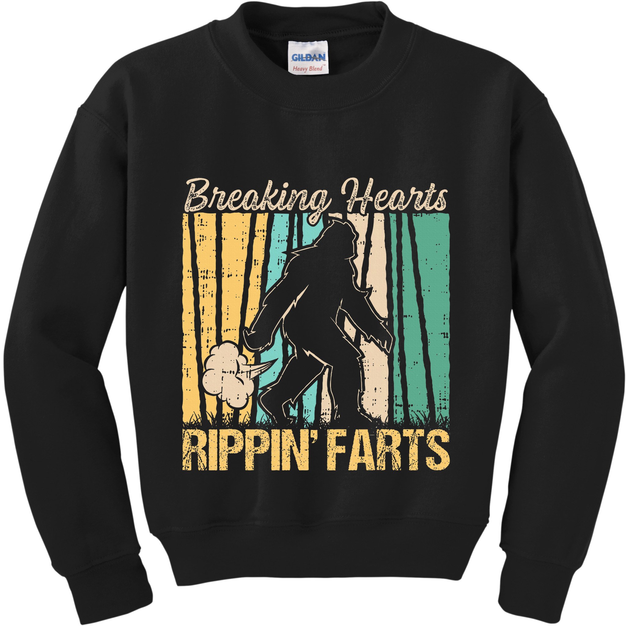 Funny Breaking Hearts Ripping Farts Sasquatch Bigfoot Kids Sweatshirt