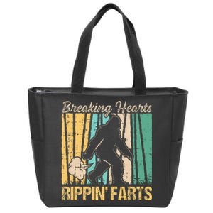 Funny Breaking Hearts Ripping Farts Sasquatch Bigfoot Zip Tote Bag