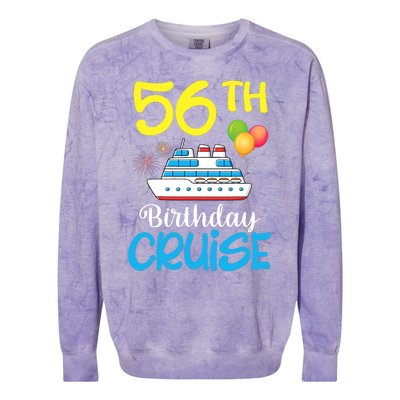 Fireworks & Balloons Happy 56th Birthday Cruise 56 Years Old Colorblast Crewneck Sweatshirt