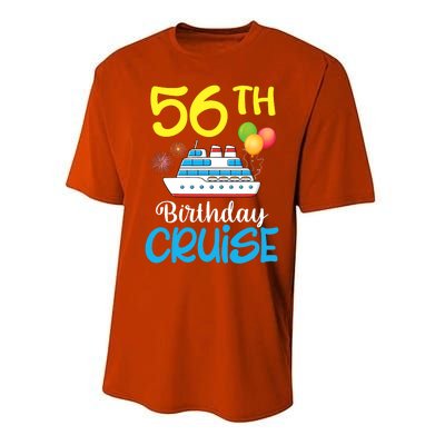 Fireworks & Balloons Happy 56th Birthday Cruise 56 Years Old Performance Sprint T-Shirt