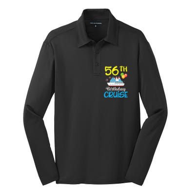 Fireworks & Balloons Happy 56th Birthday Cruise 56 Years Old Silk Touch Performance Long Sleeve Polo